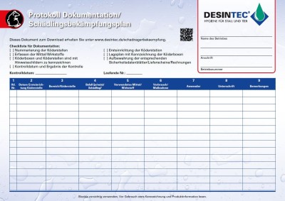 Dokumentation Schädlingsbekämpfung